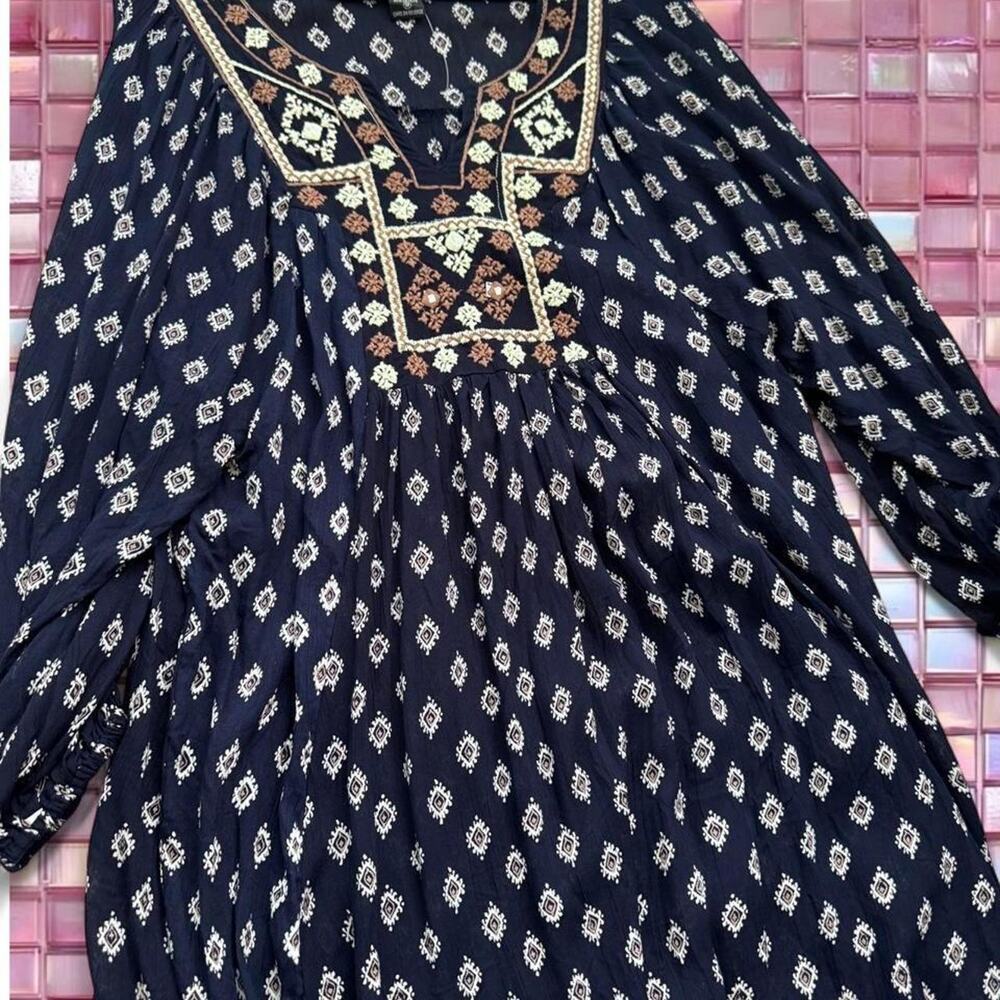 Navy blue rayon maxi dress